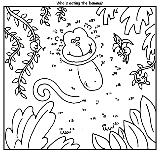 Monkey Connect the Dots coloring page