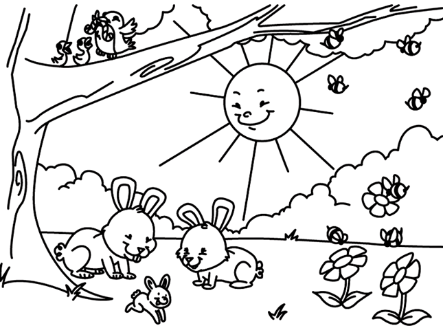 Spring Time Friends coloring page